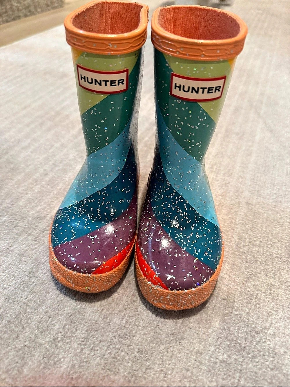 Hunter Kids/Toddler First Classic Glitter Diagonal Stripe Rain Boots